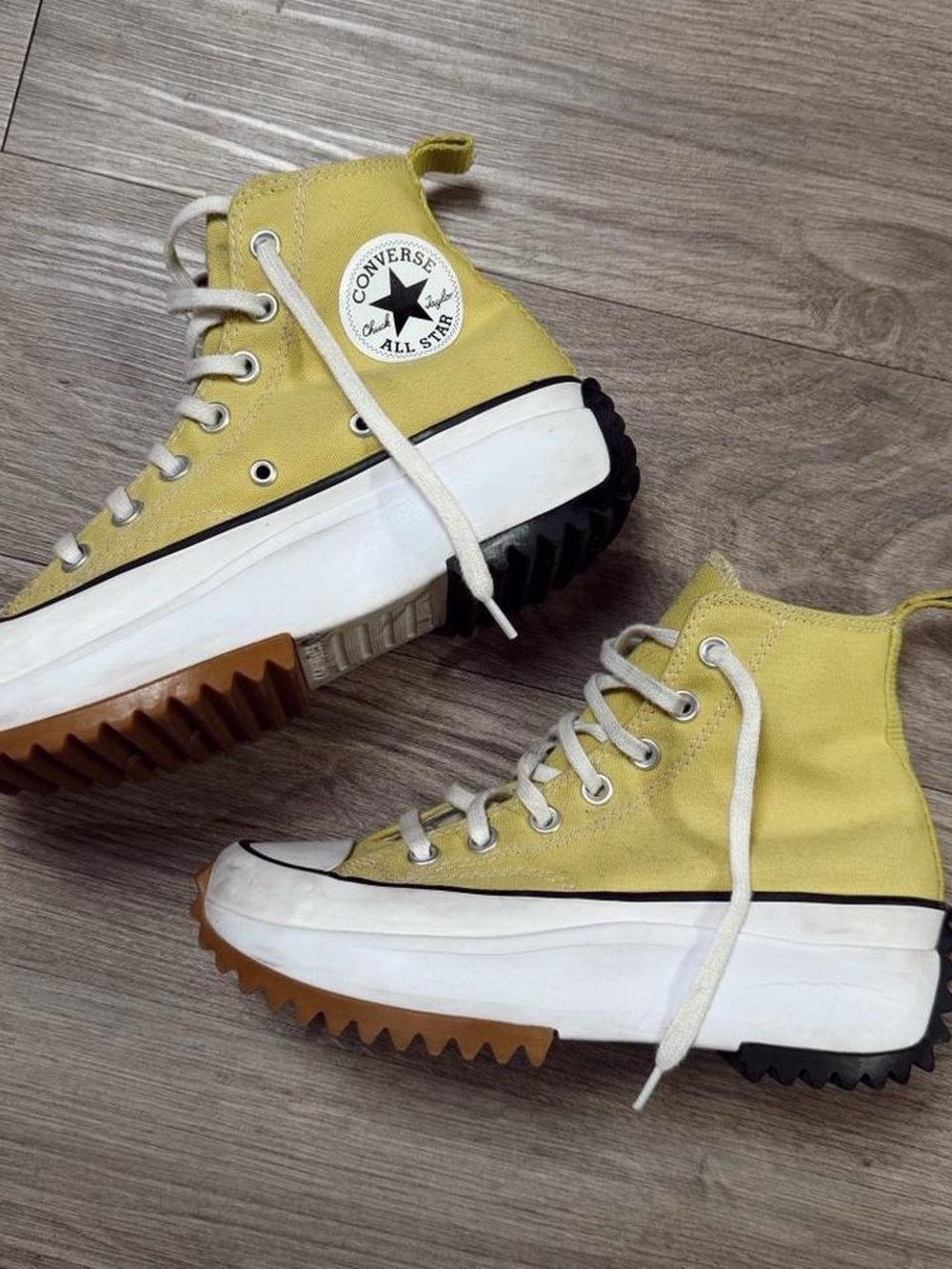 Converse High-Top Platform Sneakers in Yellow with Two-Tone Lug Sole